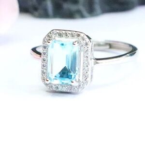 Blue gemstone sterling silver ring